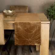 Tovaglia centrale in velluto marrone con stampa floreale Larghezza: 35 cm | Lunghezza: 180 cm