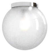 Plafoniera Contemporanea Glitter Metallo Cromo Vetro Soffiato Trasp 1 Luce E14