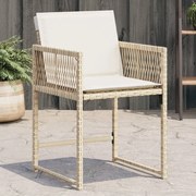 Sedie da giardino con cuscini 4 pz beige in polyrattan