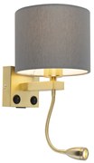 Applique Art Déco dorata con USB e paralume grigio - Brescia