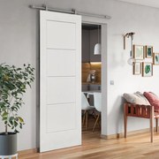 Porta scorrevole Ribera in mdf bianco, L 93 x H 211.5 cm, con binario Loft Reversibile