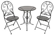 Set Bistrot Da Giardino Tavolo 60 Cm E 2 Sedie Pieghevoli In Ferro Sanremo Nero