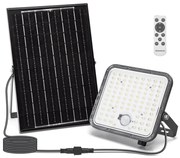 Faro Led 120W Grigio con pannello solare IP66 Bianco freddo 6500K Dimmerabile telecomando con sensore crepuscolare e di movimento Aigostar