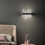 Applique Contemporanea Ribbon Metallo Nero E Vetro In Piastra Led 5,8+5,8W