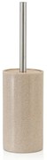 Portascopino bagno in resina beige con particolari in bamboo Sahara