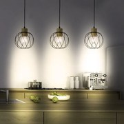 Lampadario Industriale Mallow nero bambù 3x E27 INSPIRE