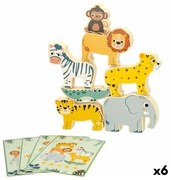 Gioco di Costruzione + Personaggi Woomax animali 16 Pezzi 7 x 7 x 1,5 cm (6 Unità)