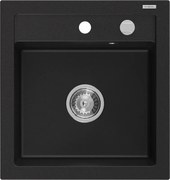 Mexen Vito lavello in granito a 1 vasca 520 x 490 mm, nero, sifone cromato - 6503521000-77
