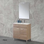 Mobile Bagno Da Terra "Greta" Da 60 Cm Composto Da Due Ante Finitura Rovere Tropea