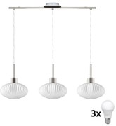 Lampadario LED sospeso su cavo HARMA 3xE27/60W/230V cromo opaco/bianco