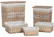 Cesto per i Panni Sporchi Home ESPRIT Beige Naturale vimini Shabby Chic 47 x 35 x 55 cm 5 Pezzi