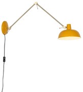 Lampada da parete smart gialla con bronzo incl. Wifi P45 - Milou