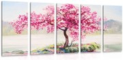 Quadri 5 pezzi – Ciliegio orientale in rosa