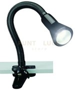 Flexo lampada con pinza flessibile + spot nera h.30cm 1 luce attacc...