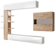 Set Soggiorno luminoso 2: Parete TV BLAKE + Credenza Bianca BLAKE