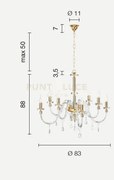 Lampadario dido 8 luci cristallo e cromo attacco e14 d.83cm