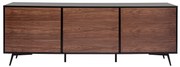 Credenza nero opaco e impiallacciatura noce 3 ante L200 cm MERMOZ