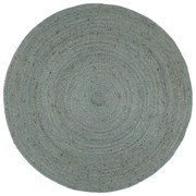 Tappeto Lavorato A Mano İn Juta Rotondo 240 Cm Verde Oliva /