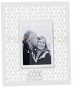 Portafoto di design mayfair piccolo bianco marmo in ferro e polimet...