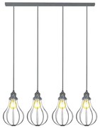Lampadario Industriale Mia grigio paralume grigio 4x E27 NOVECENTO
