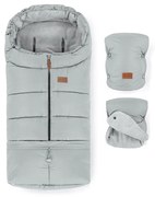 PETITE&MARS - SET Sacco termico 3 in 1 JIBOT + scaldamani per passeggino, grigio chiaro