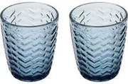 Set 2 bicchieri acqua vetro blu lavorato Milo