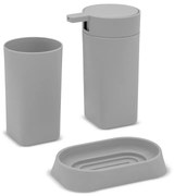 Set 3 pezzi accessori bagno grigio in abs Tender