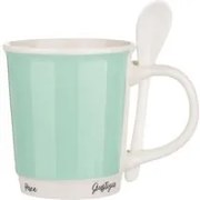 Mug turchese 400 ml con cucchiaino