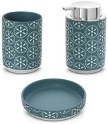 Set accessori bagno 3 pezzi da appoggio in ceramica turchese cobalto Circus