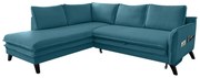 Divano letto angolare turchese L, angolo sinistro Charming Charlie - Miuform
