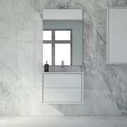 Mobile sottolavabo e lavabo Bellagio bianco opaco L 70 x H 51 x P 46 cm 1 vasca 2 cassetti