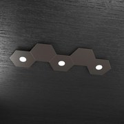 Plafoniera Moderna 5 Moduli Hexagon Metallo Marrone 3 Luci Led 12X3W