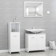 Set mobili da bagno 3 pz bianco lucido in truciolato