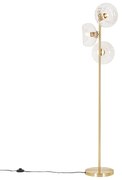 Lampada da terra Art Déco oro con vetro 3 luci - Ayesha