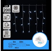 Aigostar - Catena LED natalizia da esterno 200xLED/8 funzioni 13x0,4m IP44 bianco freddo