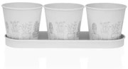 Vaso Versa Bianco Triplo Metallo (11 x 33 cm)