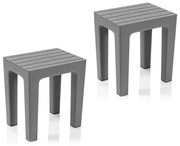 Set 2 pezzi Lello lo sgabello multiuso ad alta resistenza grigio effetto legno