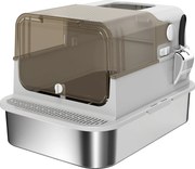 Lettiera Chiusa per Gatti XXL a 2 Porte 70x50x46,5 cm Vaschetta in Acciaio Inox Grigio...