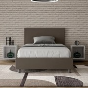 Letto una piazza e mezza contenitore imbottito 120x210 similpelle cappuccino Adele