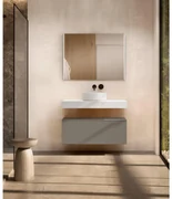 Armadietto bagno a terra Element VISOBATH 1 cassetto P 46 x L 100 x H 35 cm cenere laccato truciolare