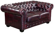 Divano Chesterfield a 2 posti 100% pelle di bufalo Cherry - BRENTON