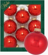 Set di 8 palline di Natale dipinte a mano Candy Red
