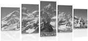 Quadri 5 pezzi – Splendido picco di montagna in bianco e nero