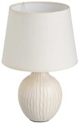 Lampada da tavolo in ceramica color crema con paralume in tessuto (altezza 28 cm) - Casa Selección