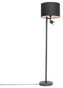 Lampada da terra nera con interno bianco e luce di lettura - Jelena