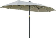 Ombrellone da Giardino Doppio 450 cm con 48 Luci LED e Manovella Grigio Chiaro...
