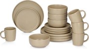 Servizio per la colazione in ceramica taupe da 16 pezzi