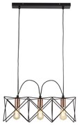 Lampadario Industrial-Nordico Antea Acciaio Nero Rame 3 Luci E27