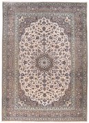 Kashan Tappeto 370x270 Beige (Iran) Annodato A Mano