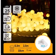 Aigostar-Catena LED natalizia da esterno 25xLED/3xAA/8 funzioni 2,8 m IP44 bianco caldo